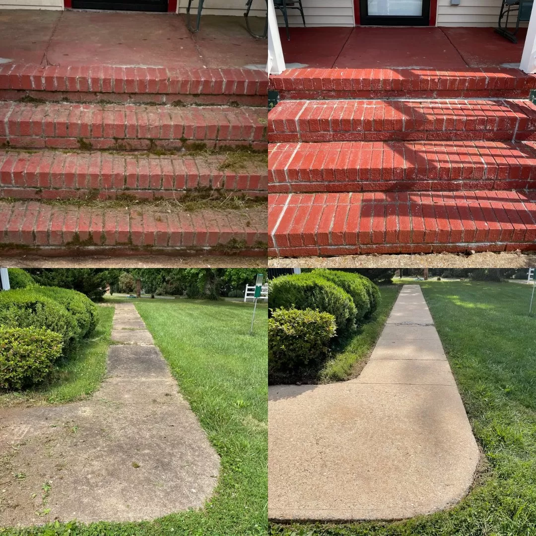 Brick Steps and Concrete Walkway Cleaning in Amelia, VA